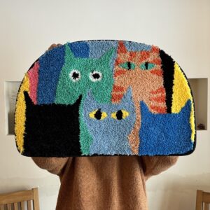 Graffiti Cat Tufted Rug | Dopamine Pop Art Bath Mat (50x80cm)