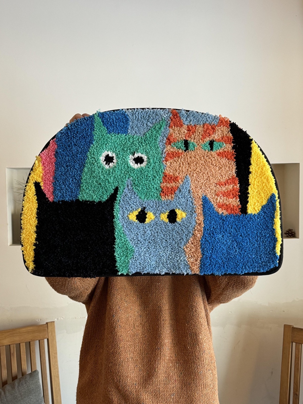 Graffiti Cat Tufted Rug | Dopamine Pop Art Bath Mat (50x80cm)