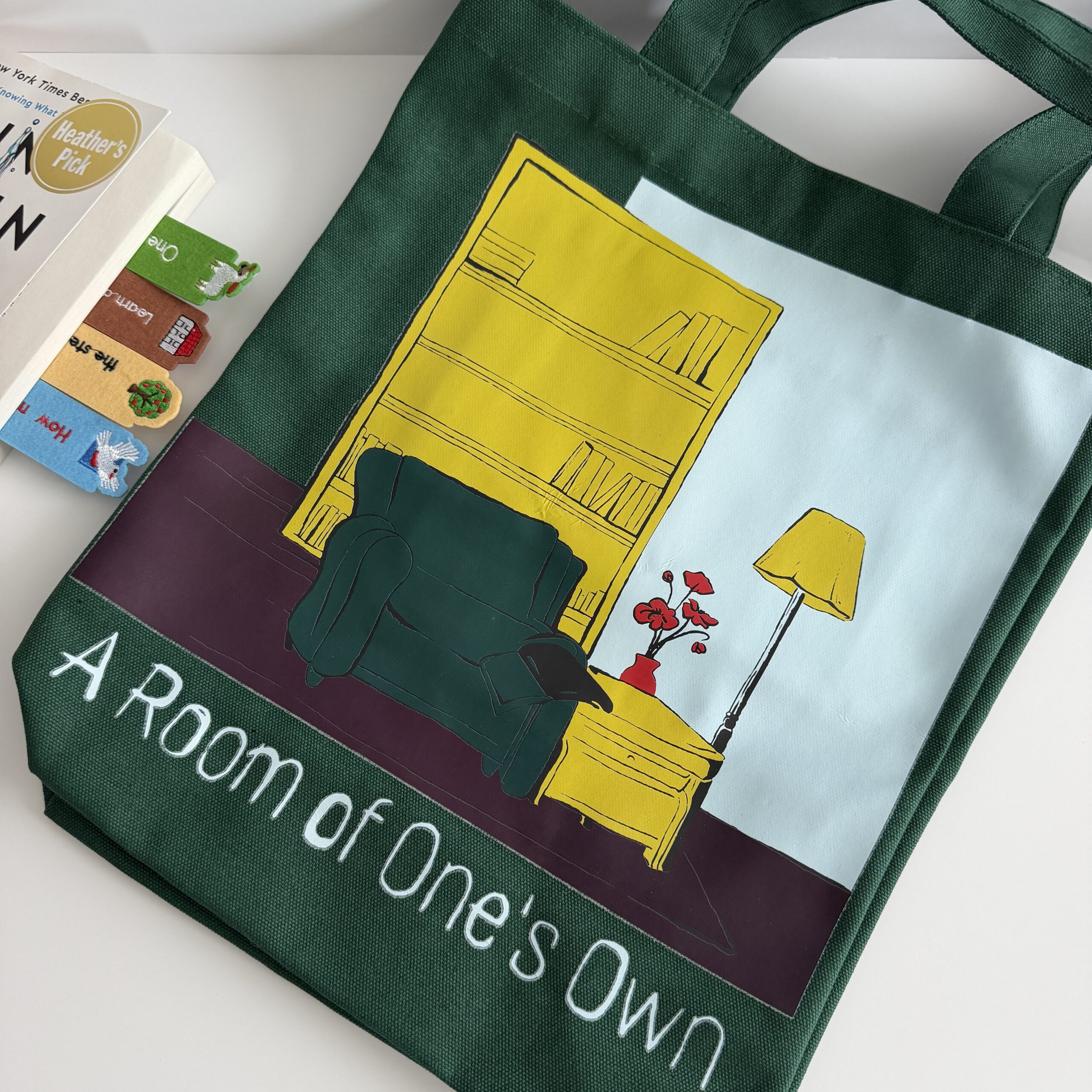 A Room of One's Own Tote Bag, Virginia Woolf Gift, Canvas & Bookmark Set