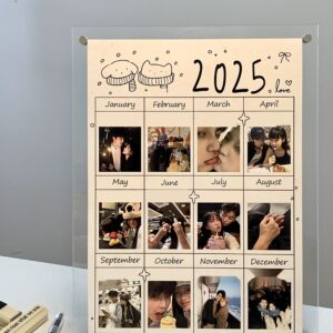 Photo Calendar Frame, 12 Month Couple Collage, Acrylic Picture Frame Gift